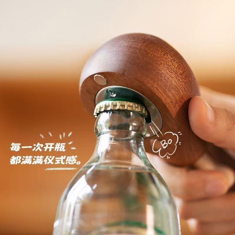 Chicken leg solid wood open bottle wood tool woodworking beer bottle starter magnetic suction household refrigerator personality tabletop pendant open bottle