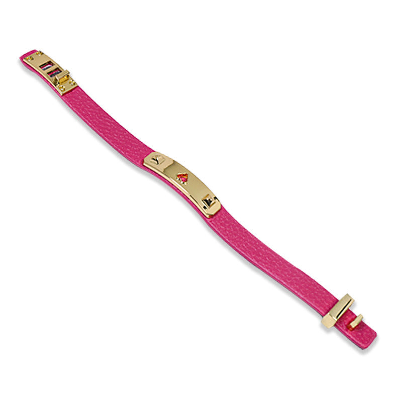 European and American personalized solid color PU leather compact bracelet, retro trend street shot female creative design PU bracelet