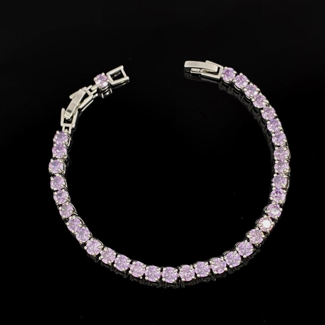 Party Queen Shine 3A Zircon 4mm Round Diamond Claw Chain Bracelet