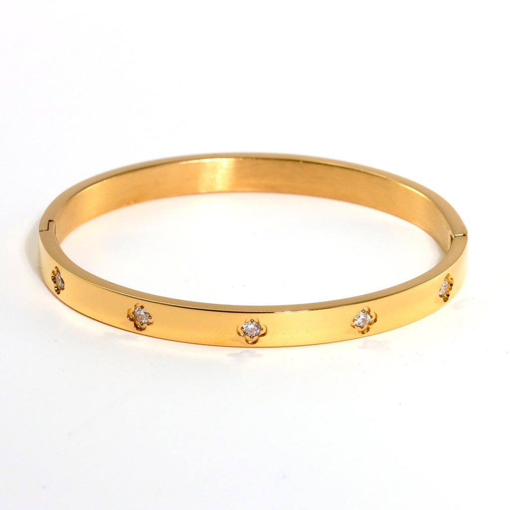 INS fashion plated 18K gold stainless steel heart-shaped four-leaf clover hexagram bracelet bracelet, suitable for women's daily wear