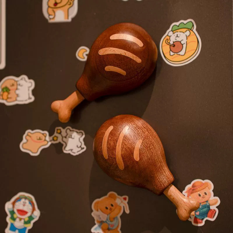 Chicken leg solid wood open bottle wood tool woodworking beer bottle starter magnetic suction household refrigerator personality tabletop pendant open bottle