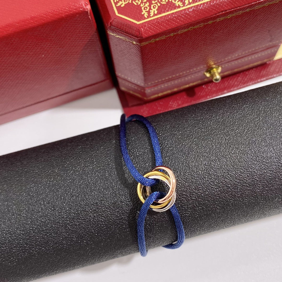 Three-ring colored hand rope New Year's gift couple lucky red bracelet for male girlfriend