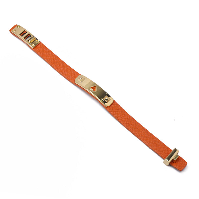 European and American personalized solid color PU leather compact bracelet, retro trend street shot female creative design PU bracelet
