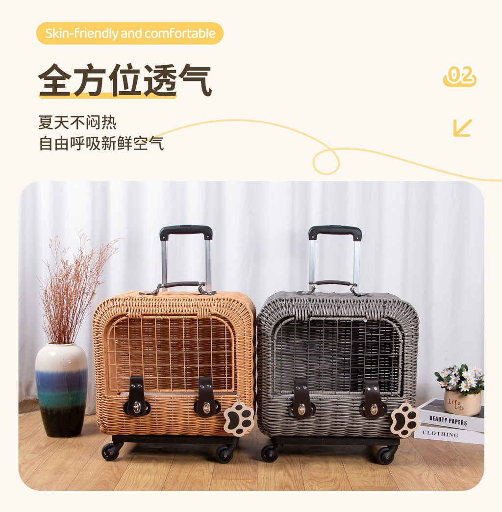 Fuji knitted cat bag pull-out box portable pet travel box cat litter car travel air box creative hand-held cat cage