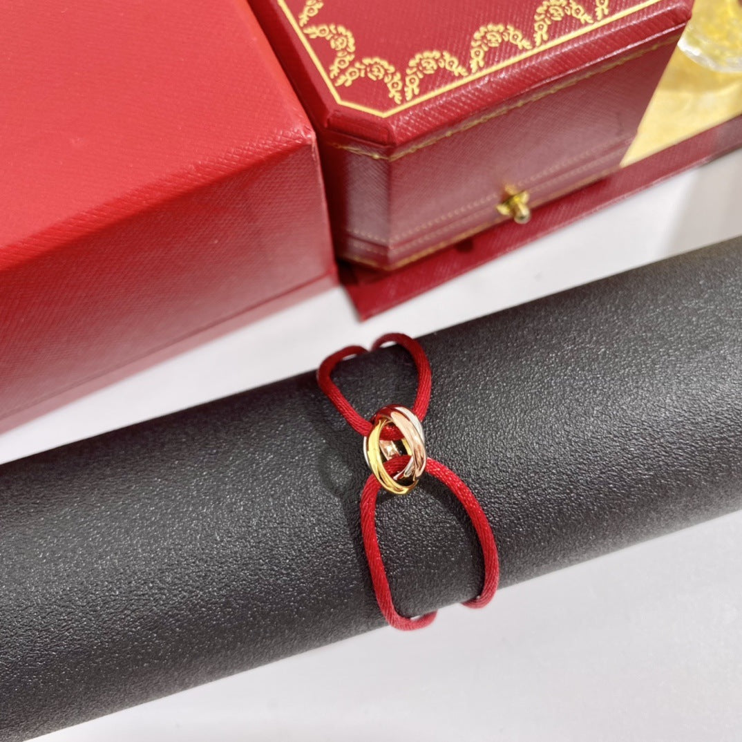 Three-ring colored hand rope New Year's gift couple lucky red bracelet for male girlfriend