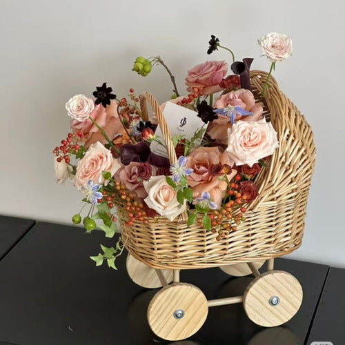 Baby basket shape trolley willow collection basket pet nest flower basket photography props gift