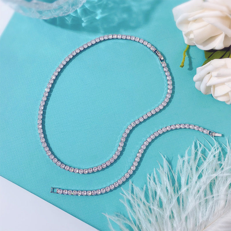 Party Queen Shine 3A Zircon 4mm Round Diamond Claw Chain Bracelet