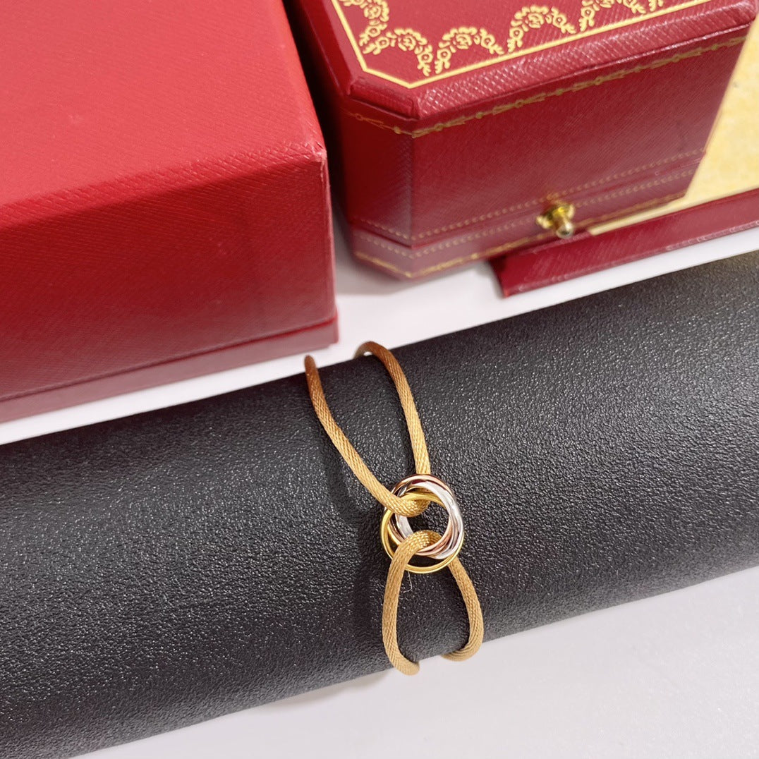Three-ring colored hand rope New Year's gift couple lucky red bracelet for male girlfriend