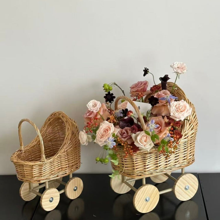 Baby basket shape trolley willow collection basket pet nest flower basket photography props gift