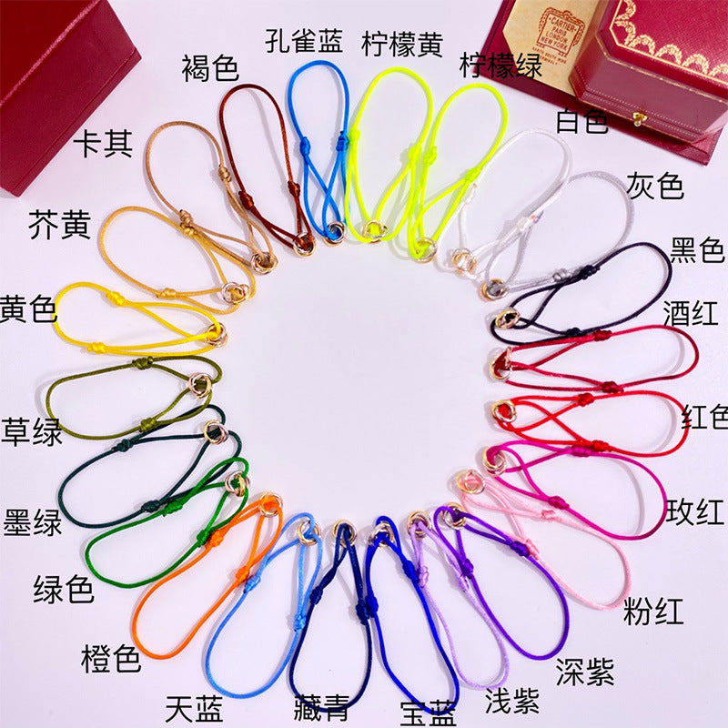 Three-ring colored hand rope New Year's gift couple lucky red bracelet for male girlfriend