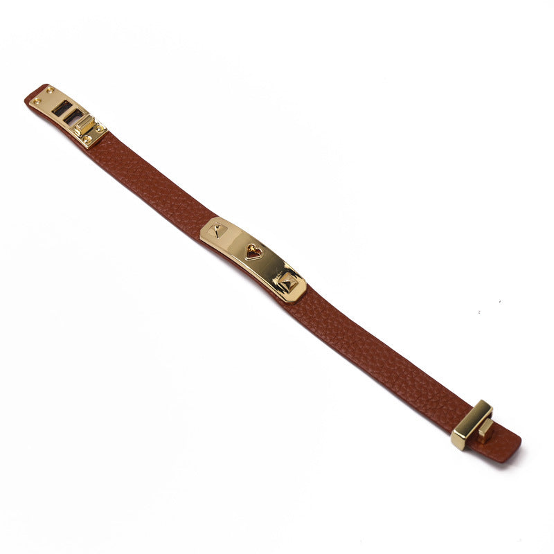European and American personalized solid color PU leather compact bracelet, retro trend street shot female creative design PU bracelet