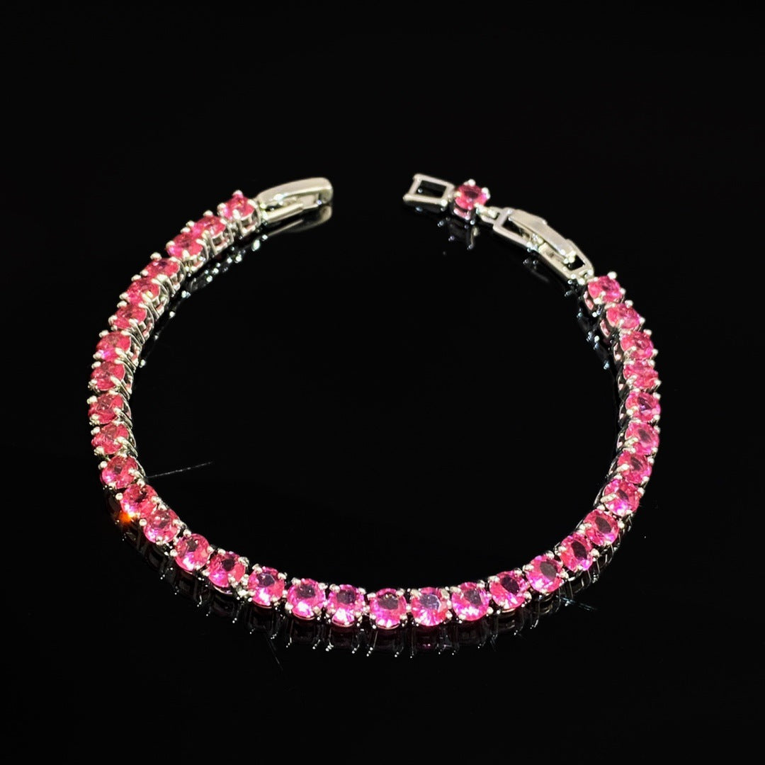 Party Queen Shine 3A Zircon 4mm Round Diamond Claw Chain Bracelet