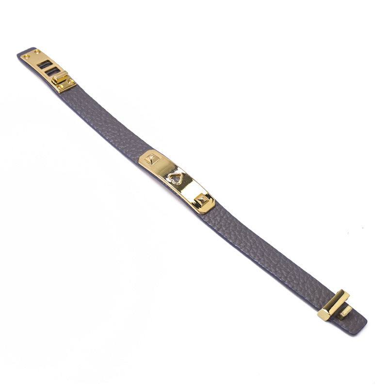 European and American personalized solid color PU leather compact bracelet, retro trend street shot female creative design PU bracelet
