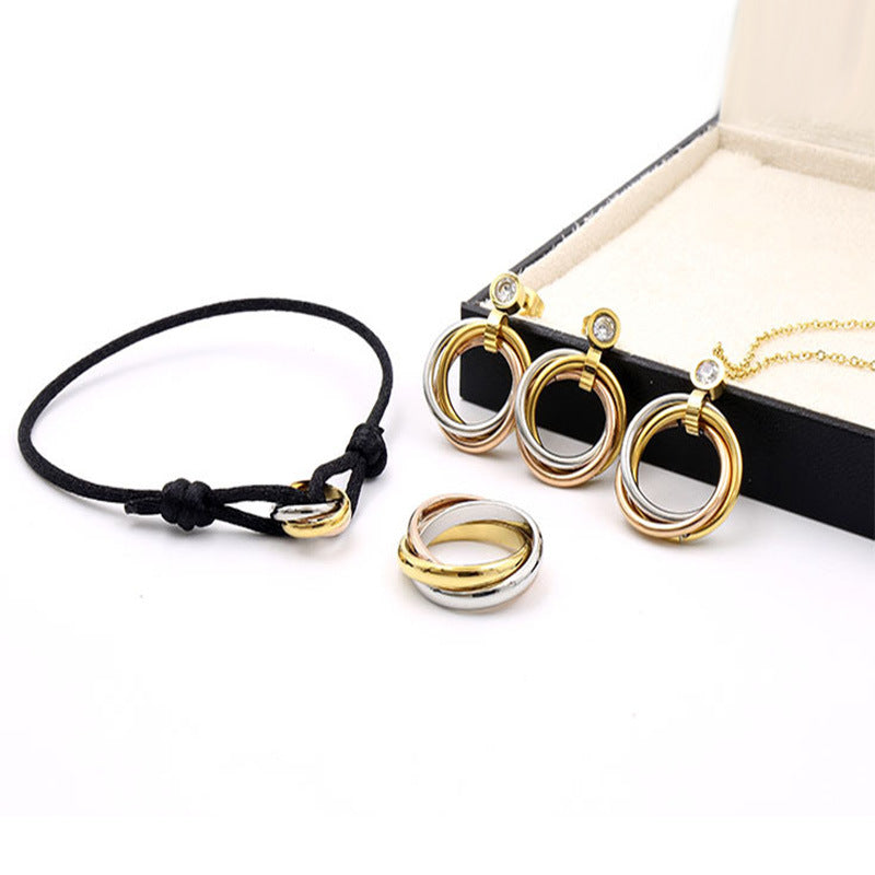Three-ring colored hand rope New Year's gift couple lucky red bracelet for male girlfriend