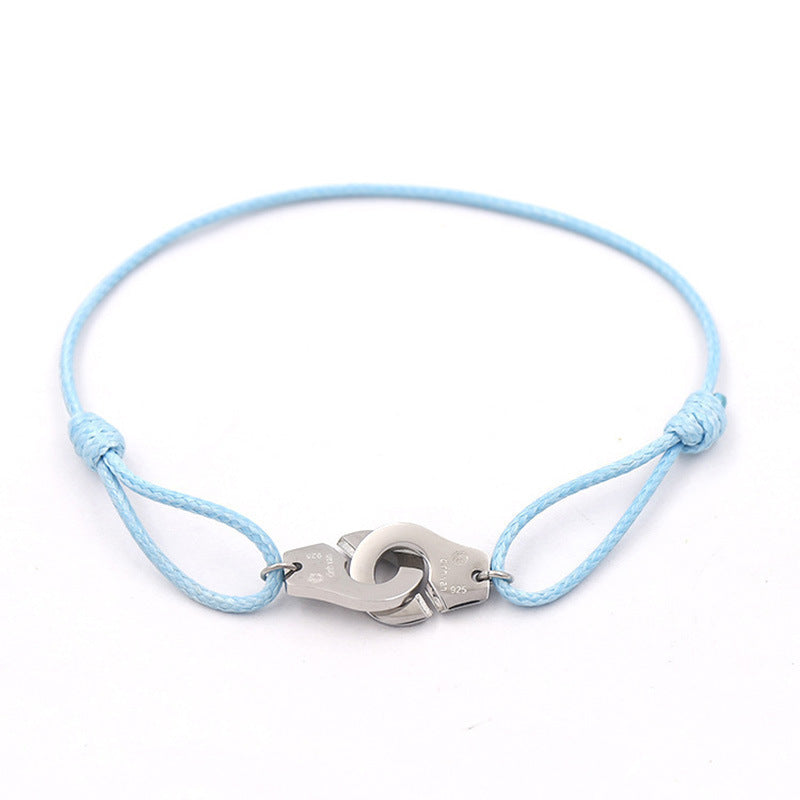 Hand-woven telescopic color hand rope, men's and women's transshipment red rope, upgraded version, fine engraved titanium steel handcuff handchain.