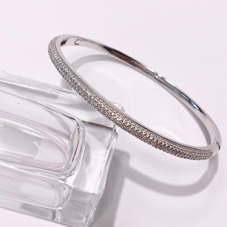 Three-color boutique flash diamond half circle full diamond bracelet