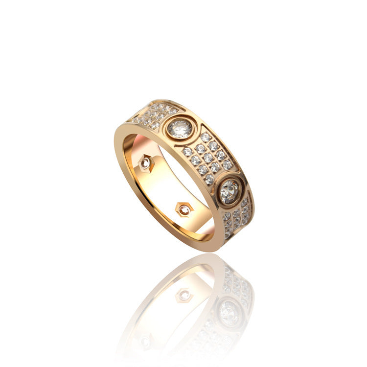 Six-diamond ring, three rows of full diamond rings, couple gypsy ring, three-color choice.
