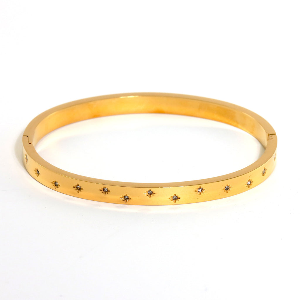 INS fashion plated 18K gold stainless steel heart-shaped four-leaf clover hexagram bracelet bracelet, suitable for women's daily wear