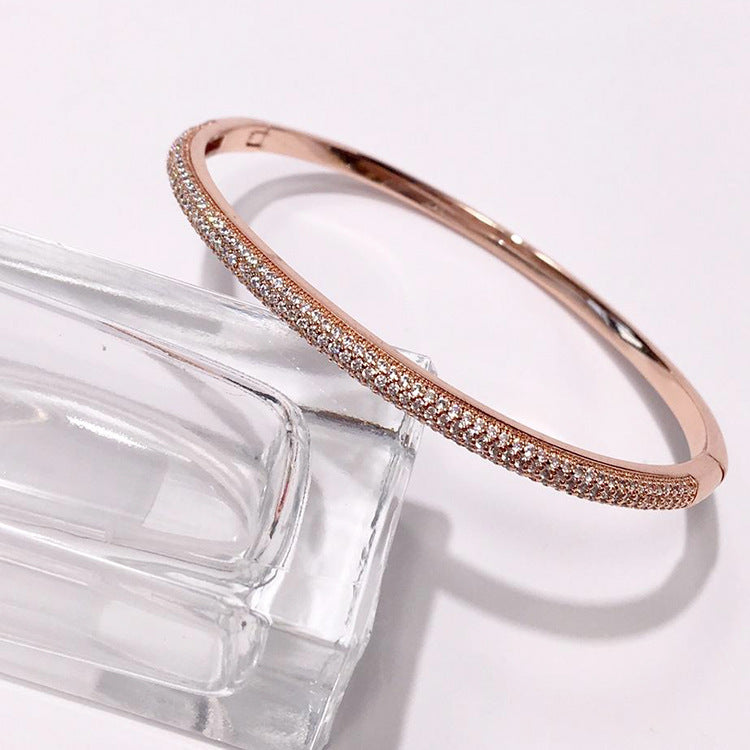 Three-color boutique flash diamond half circle full diamond bracelet