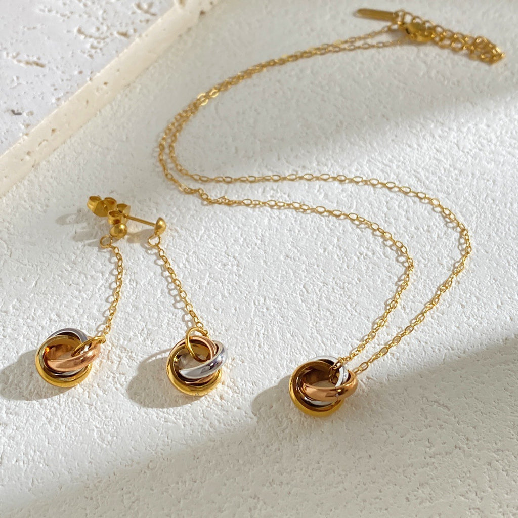 Three-color three-ring set series three-ring ring necklace