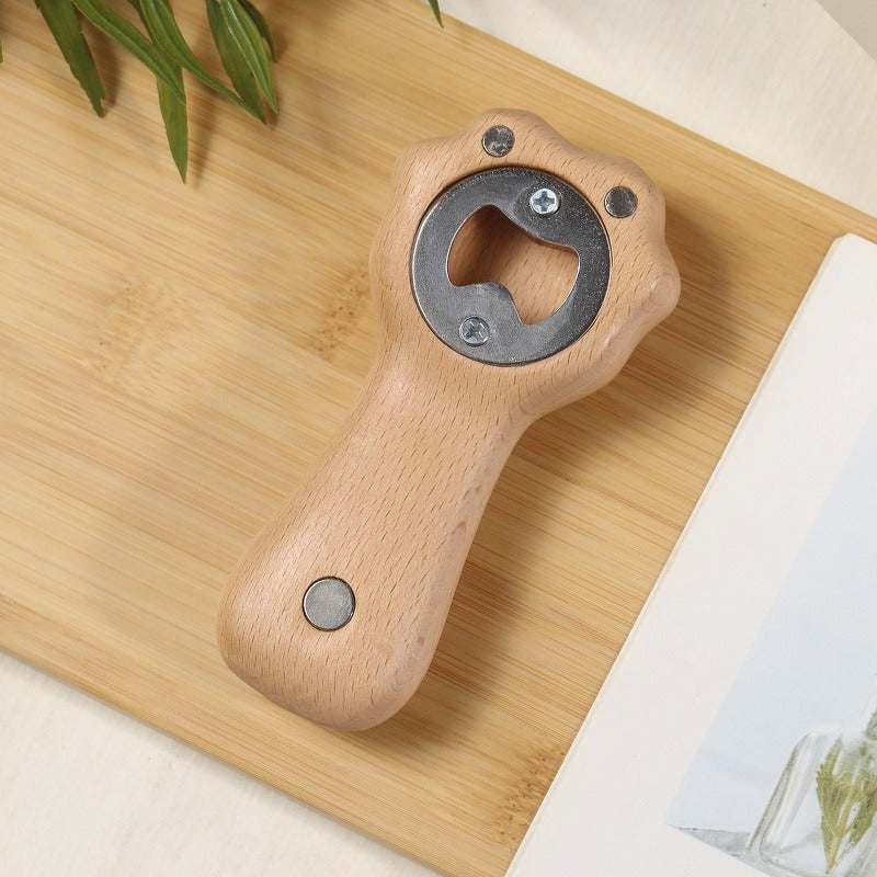 Cat claw open bottle opener solid wood carving with magnetically suction creative cat claw beer bottle opener gift