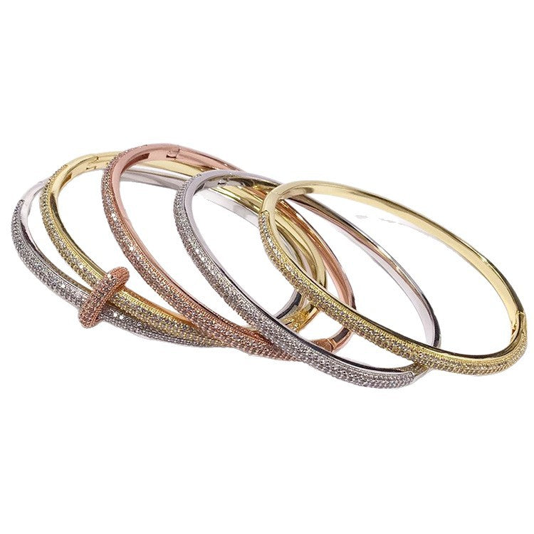 Three-color boutique flash diamond half circle full diamond bracelet