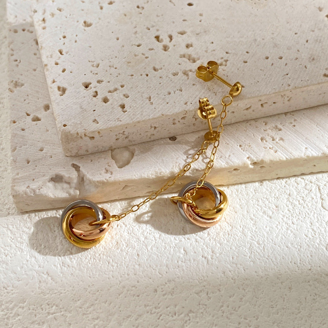 Three-color three-ring set series three-ring ring necklace