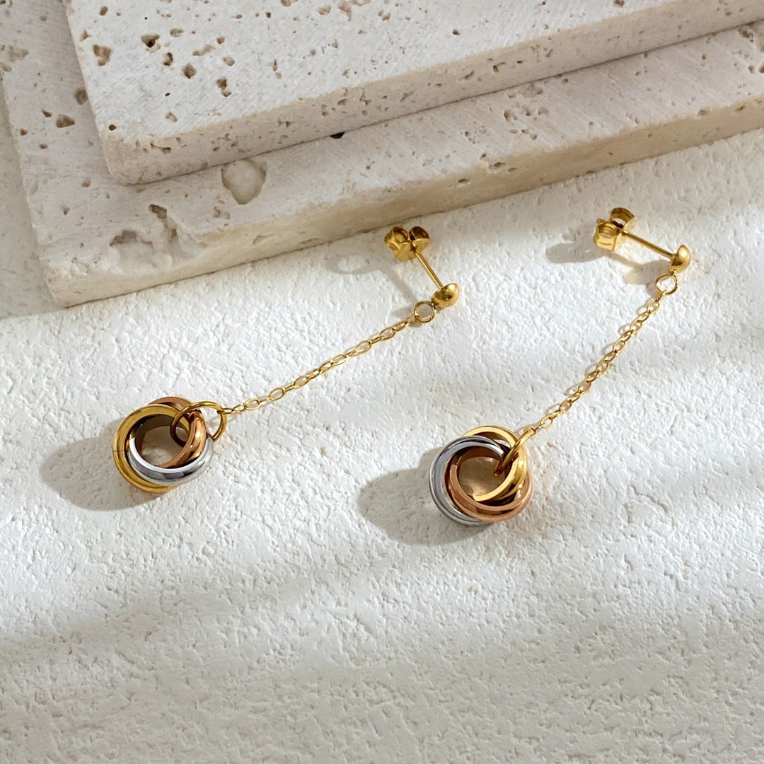 Three-color three-ring set series three-ring ring necklace