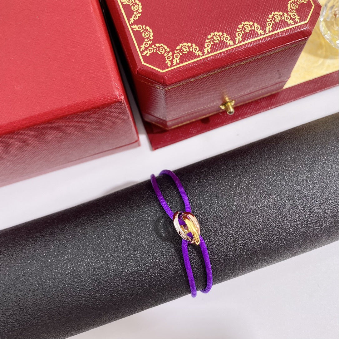 Three-ring colored hand rope New Year's gift couple lucky red bracelet for male girlfriend