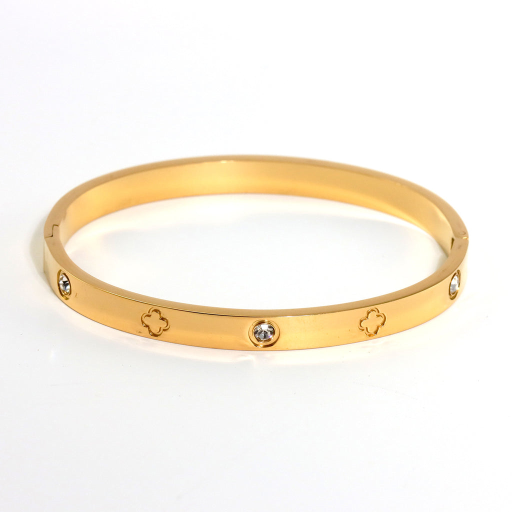 INS fashion plated 18K gold stainless steel heart-shaped four-leaf clover hexagram bracelet bracelet, suitable for women's daily wear
