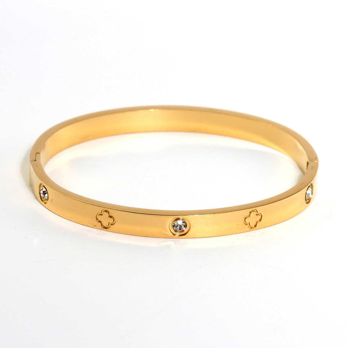 INS fashion plated 18K gold stainless steel heart-shaped four-leaf clover hexagram bracelet bracelet, suitable for women's daily wear