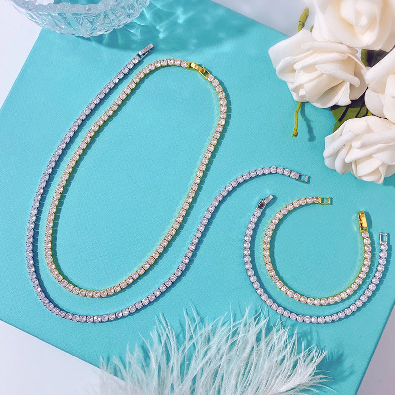 Party Queen Shine 3A Zircon 4mm Round Diamond Claw Chain Bracelet
