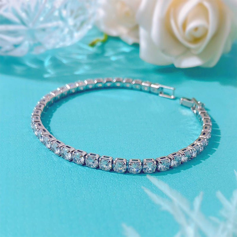 Party Queen Shine 3A Zircon 4mm Round Diamond Claw Chain Bracelet