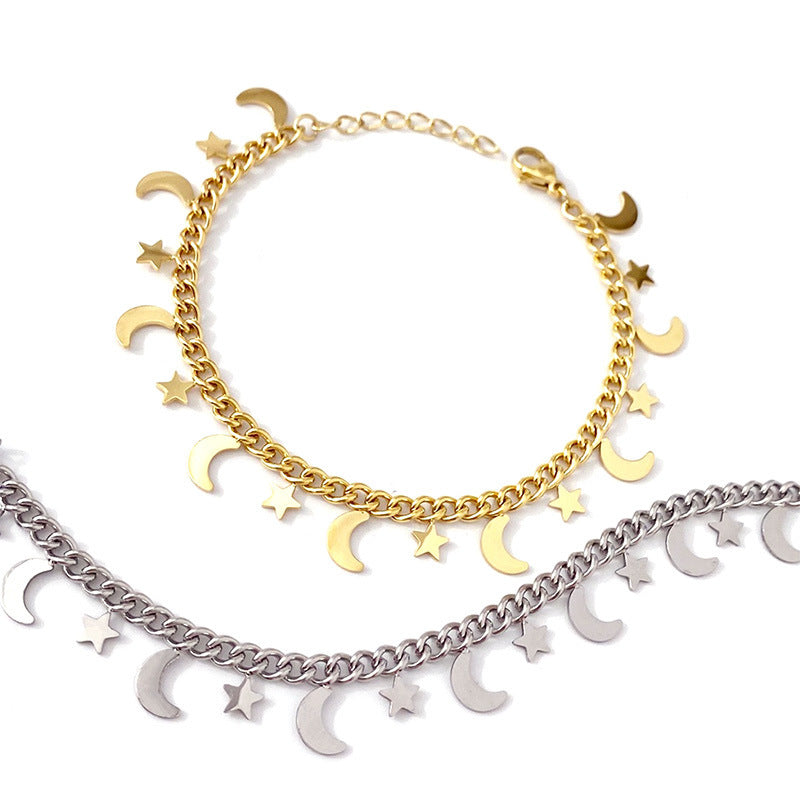 Star Moon Bracelet Versatile Bracelet Two-color Metal Creative Jewelry