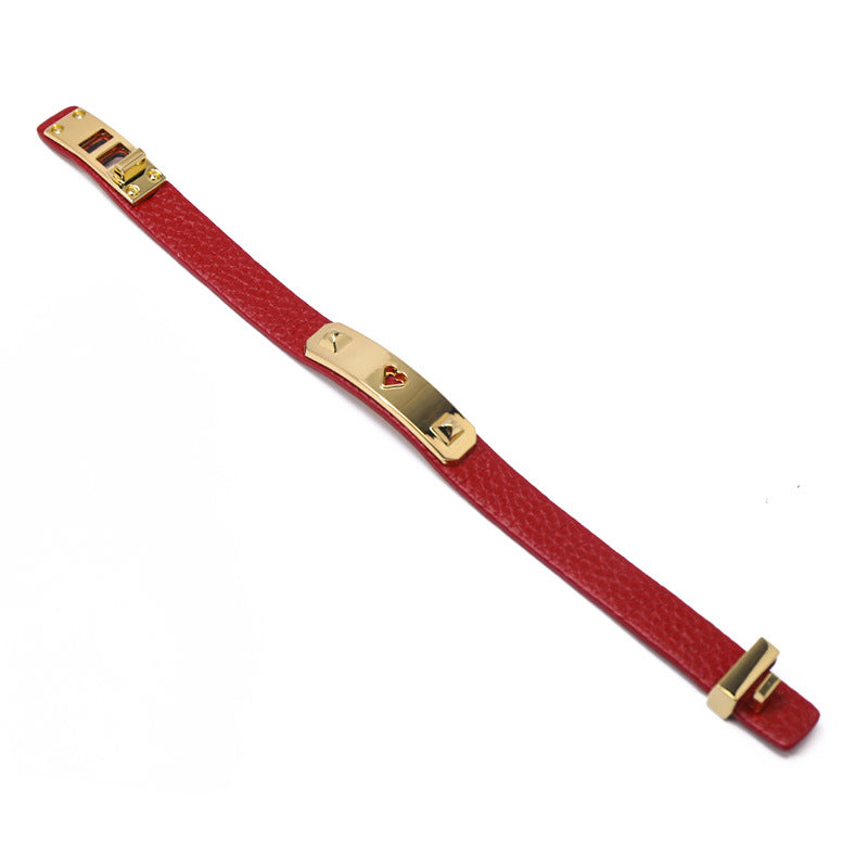 European and American personalized solid color PU leather compact bracelet, retro trend street shot female creative design PU bracelet