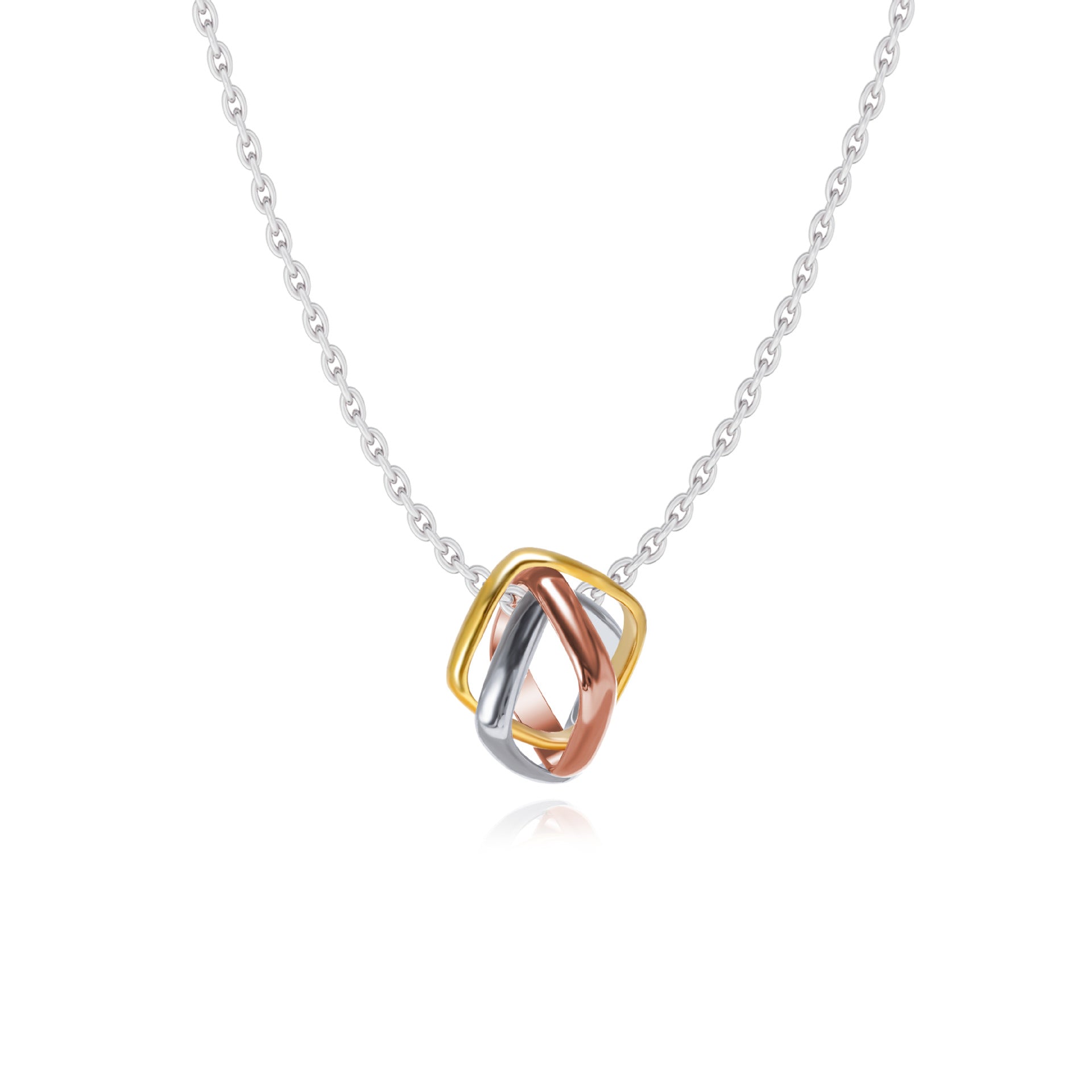 Square three-ring three-color necklace