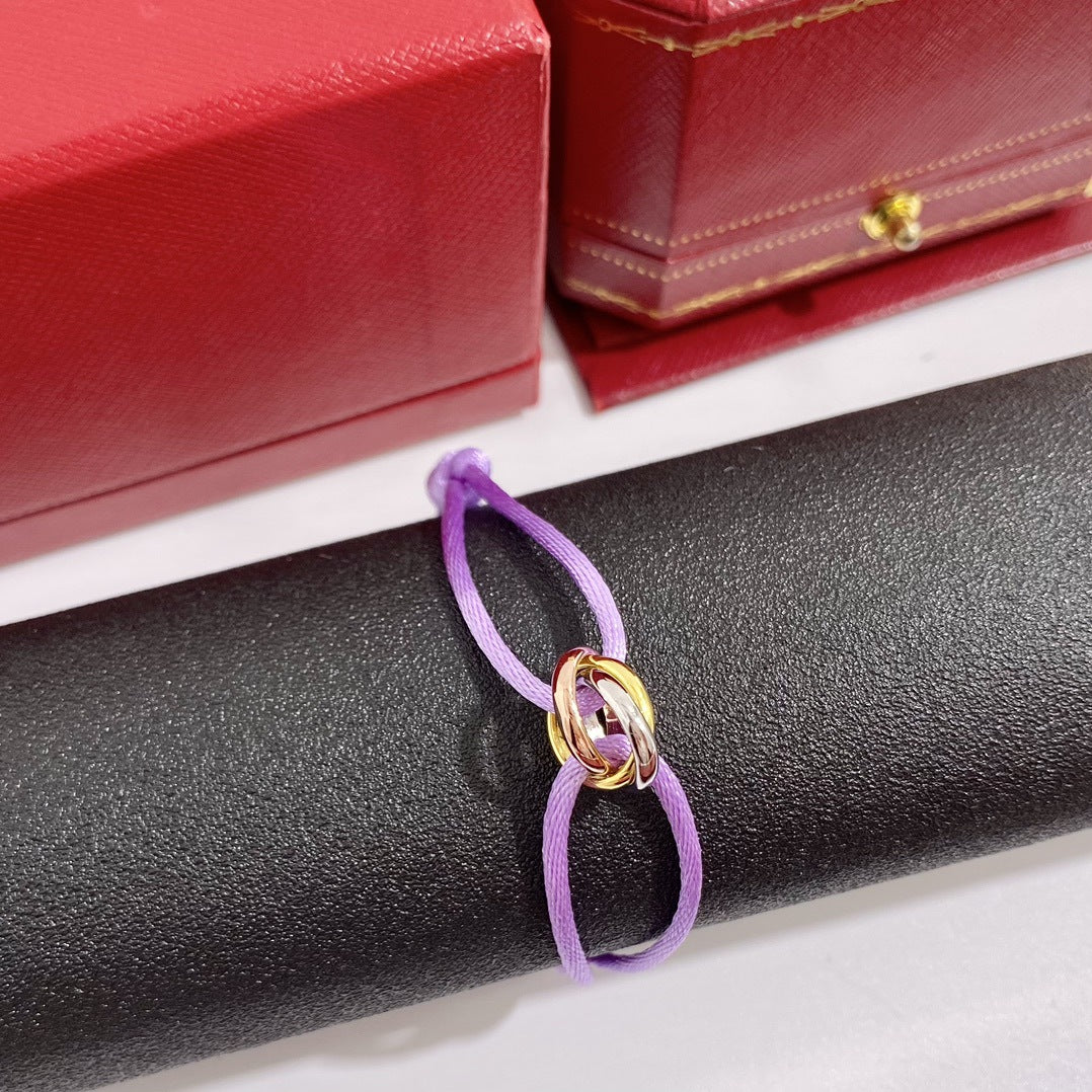Three-ring colored hand rope New Year's gift couple lucky red bracelet for male girlfriend