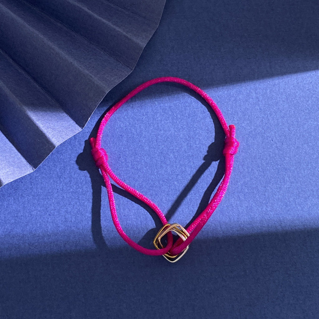 Glossy square small three-ring three-color ring hand rope bracelet simple and versatile couple style interlocking new jewelry