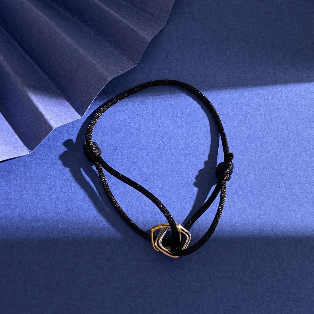 Glossy square small three-ring three-color ring hand rope bracelet simple and versatile couple style interlocking new jewelry