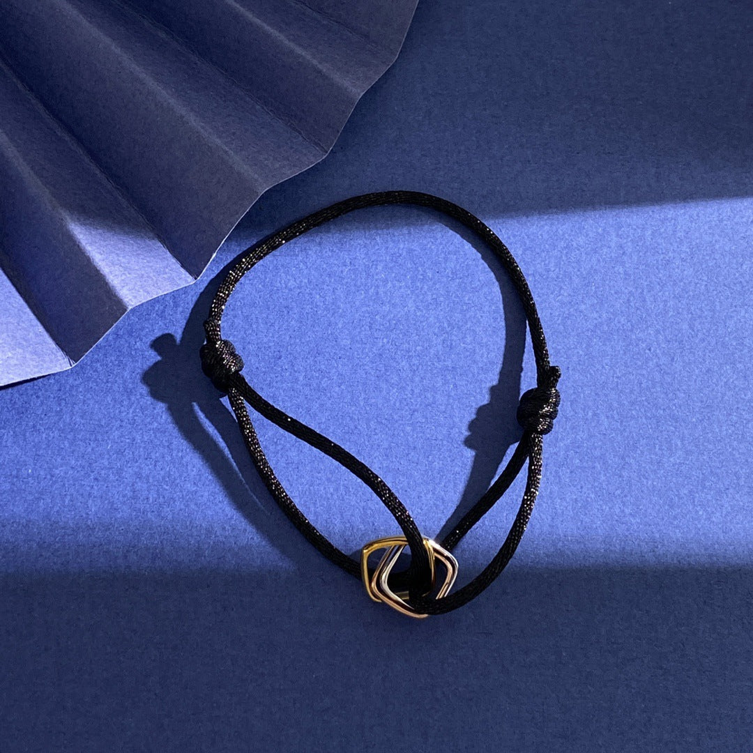 Glossy square small three-ring three-color ring hand rope bracelet simple and versatile couple style interlocking new jewelry