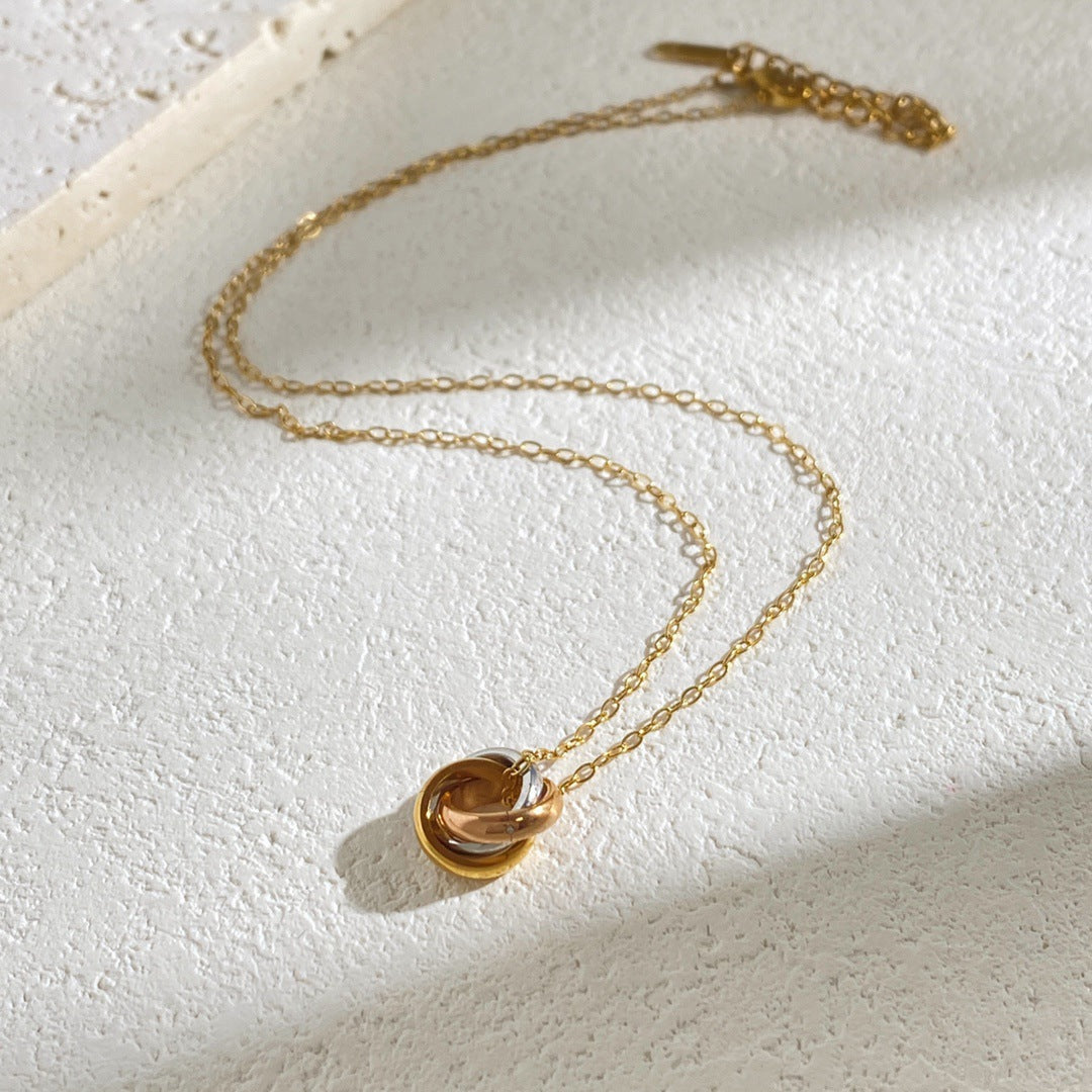 Three-color three-ring set series three-ring ring necklace
