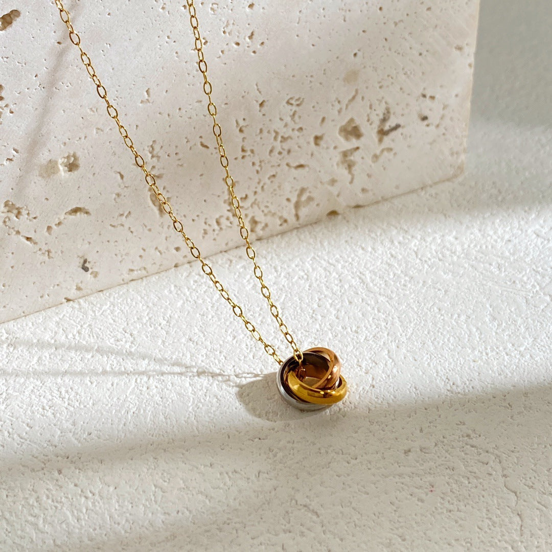 Three-color three-ring set series three-ring ring necklace