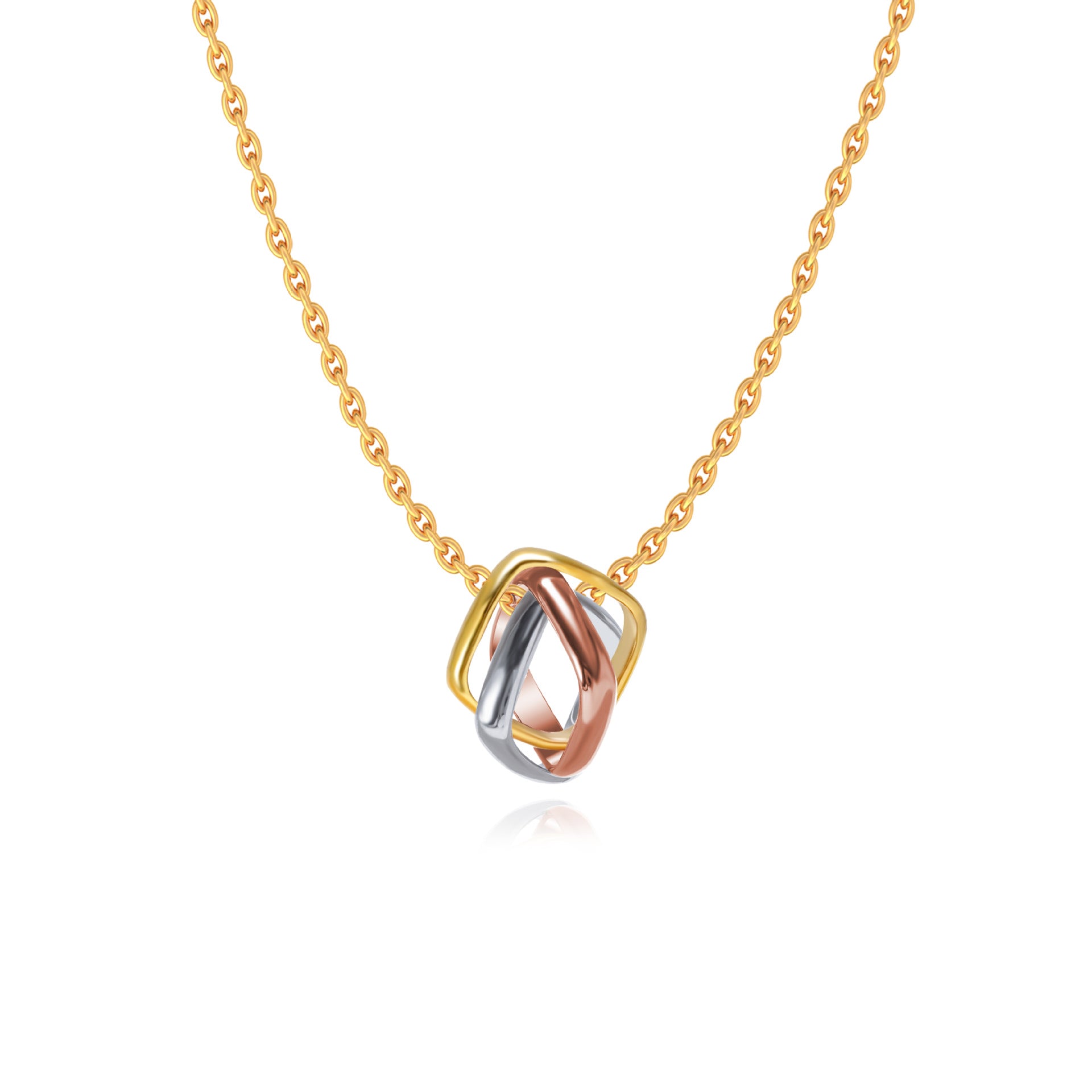 Square three-ring three-color necklace
