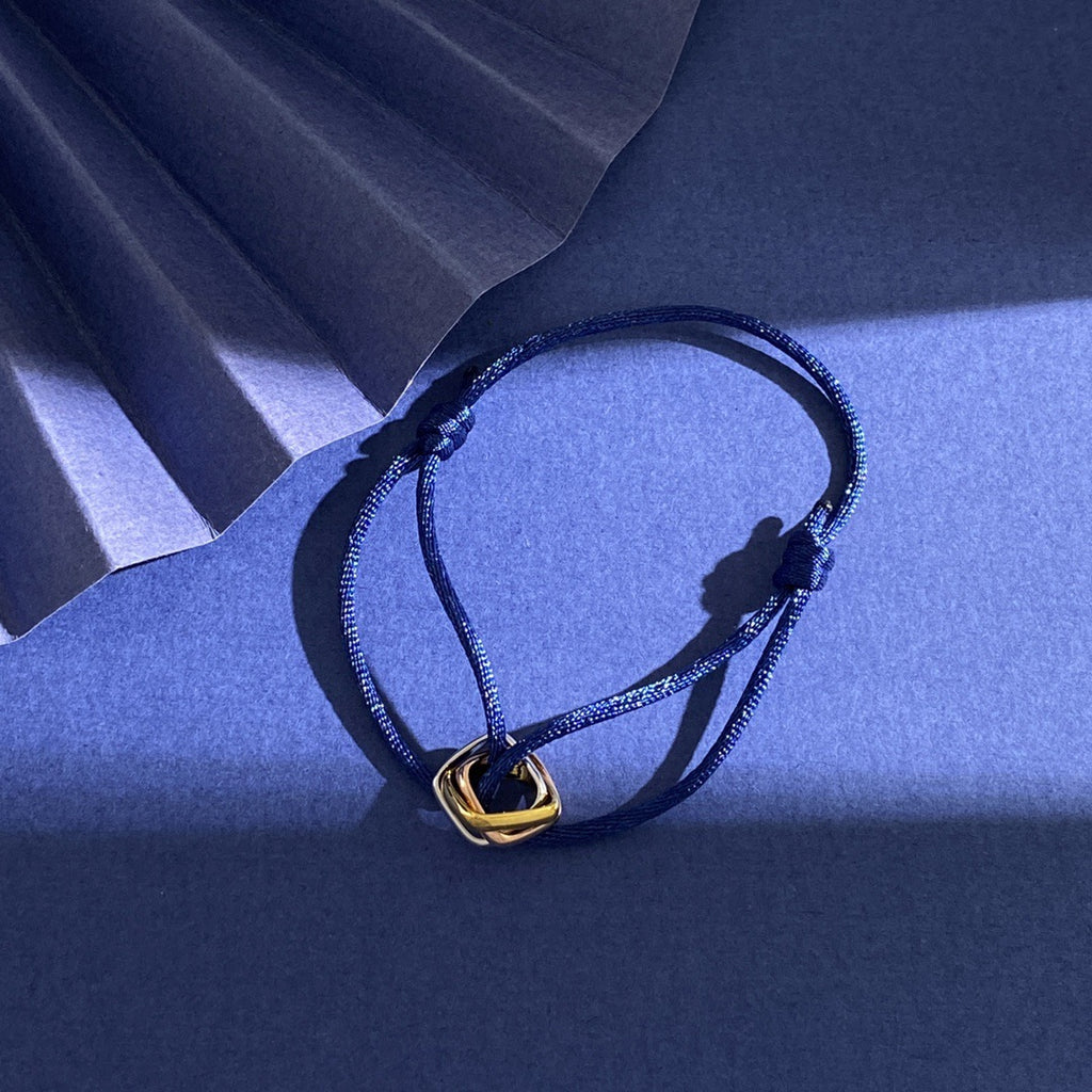 Glossy square small three-ring three-color ring hand rope bracelet simple and versatile couple style interlocking new jewelry