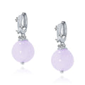 Brushed ring with small diamond chalcedony earrings, new retro new Chinese violet crystal bead earrings.