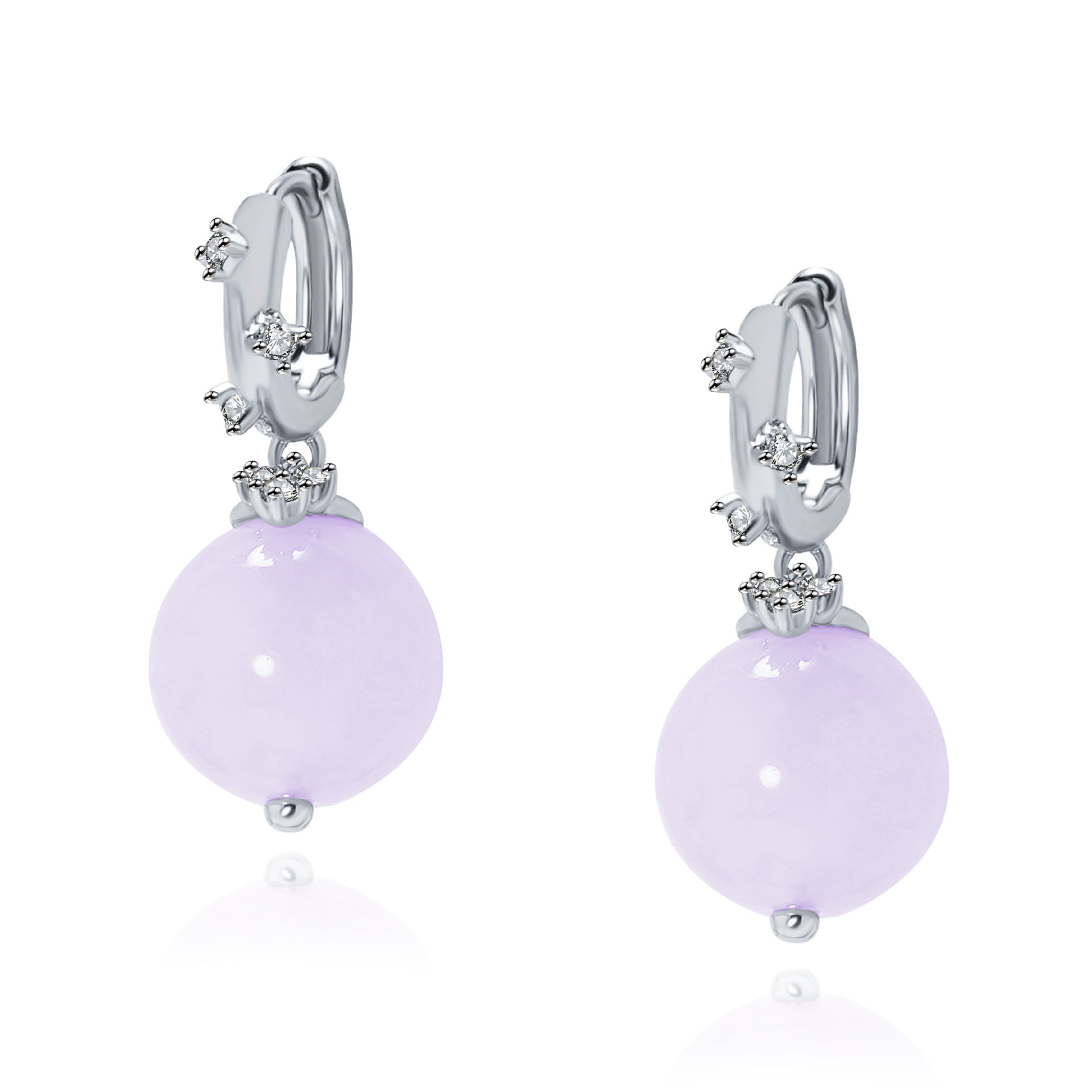 Brushed ring with small diamond chalcedony earrings, new retro new Chinese violet crystal bead earrings.